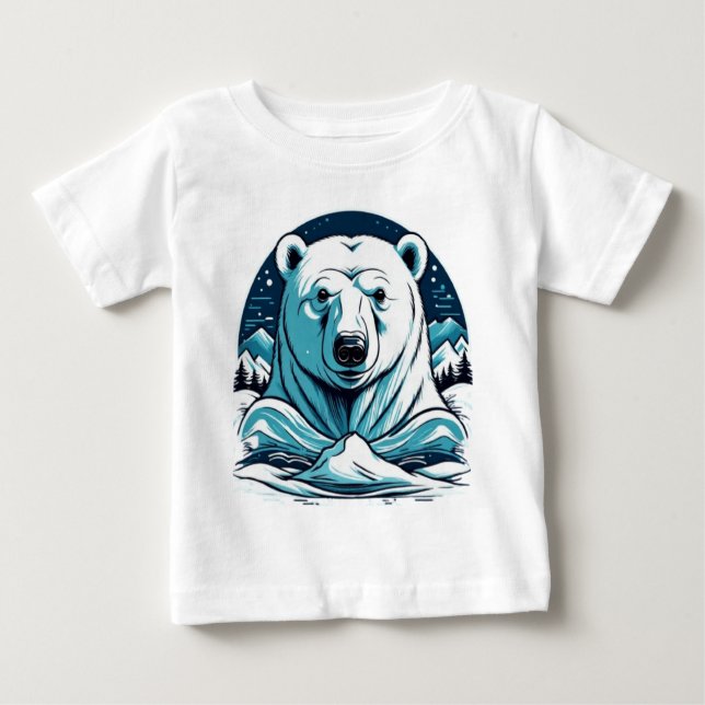 Camiseta De Bebé Oso polar de animales curados (Anverso)