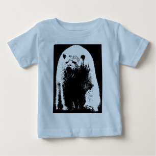 Camiseta De Bebé Oso Polar de Arte Pop Blanco y Negro
