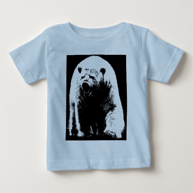 Camiseta De Bebé Oso Polar de Arte Pop Blanco y Negro (Anverso)
