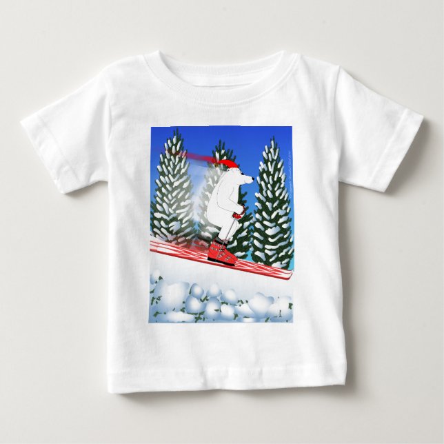 Camiseta De Bebé Oso Polar de Esquí (Anverso)