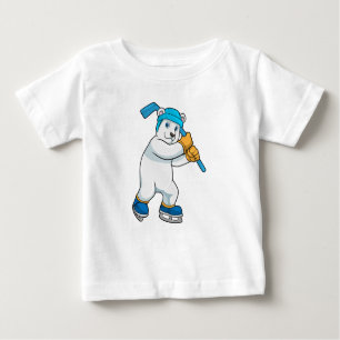 Camiseta De Bebé Oso polar en hockey sobre hielo con palo