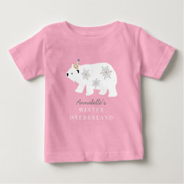 Camiseta De Bebé Oso Polar Invierno Onederland Rosa Cumpleaños 1