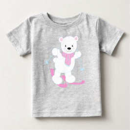Camiseta De Bebé Oso Polar, Oso Blanco, Oso Cuto, Oso Esquiador