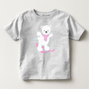 Camiseta De Bebé Oso Polar, Oso Blanco, Oso Cuto, Oso Esquiador