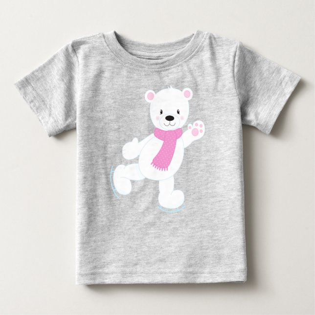 Camiseta De Bebé Oso Polar, Oso Blanco, Oso De Patinaje Hielo, Esca (Anverso)