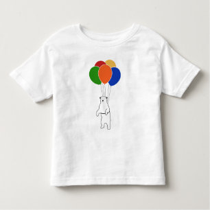 Camiseta De Bebé Oso polar que vuela con los globos del cumpleaños