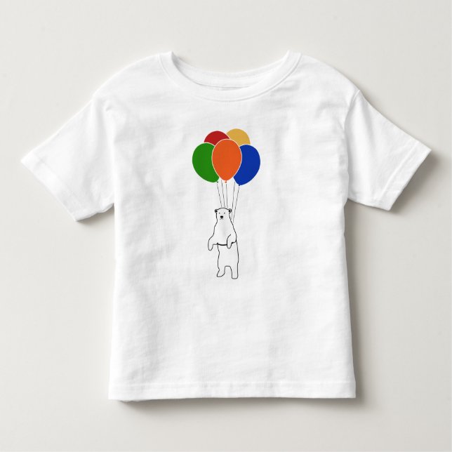 Camiseta De Bebé Oso polar que vuela con los globos del cumpleaños (Anverso)