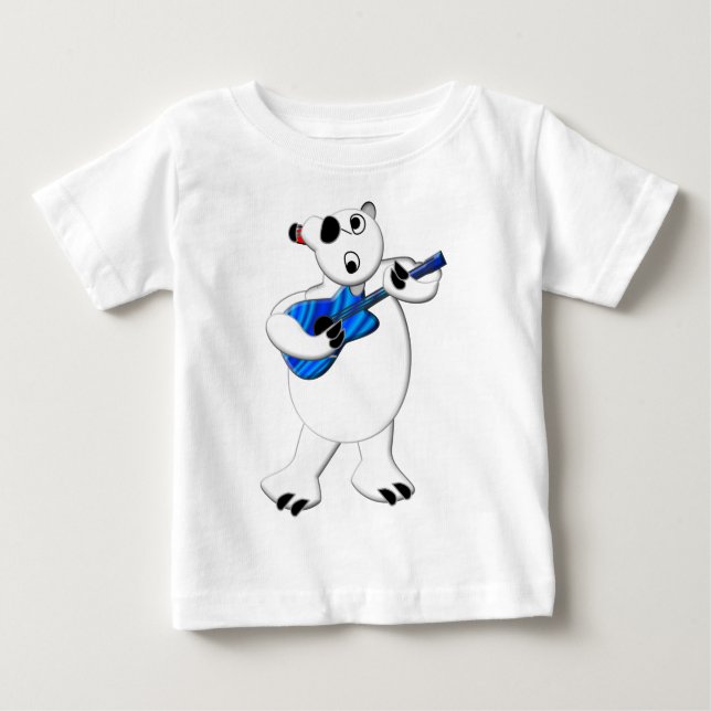 Camiseta De Bebé Oso Polar Rockin' con guitarra (Anverso)