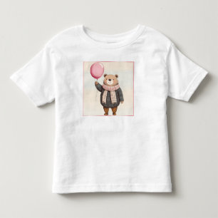 Camiseta De Bebé Oso sudoroso gris con funda rosada