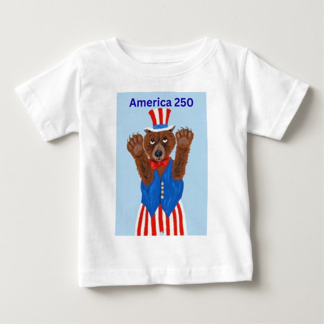 Camiseta De Bebé Oso Tío Sam América 250 (Anverso)