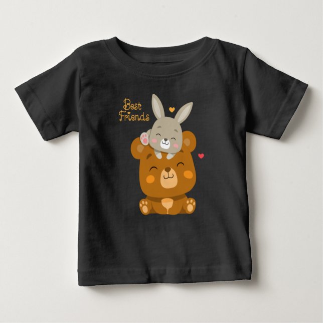 Camiseta De Bebé Oso y conejo (Anverso)