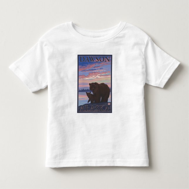 Camiseta De Bebé Oso y Cub - Dawson, Alaska (Anverso)