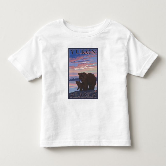 Camiseta De Bebé Oso y Cub - el Yukón, Alaska (Anverso)