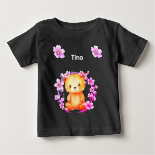 Camiseta De Bebé oso y flores
