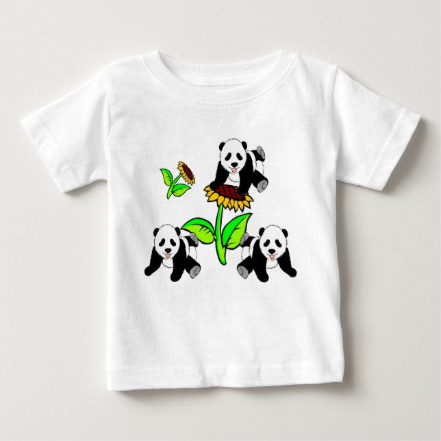 Camiseta De Bebé Osos de un girasol y de panda (Anverso)