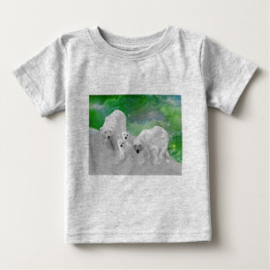 Camiseta De Bebé Osos polares, cachorros y aurora boreal