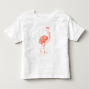 Camiseta De Bebé Ostrich de bebé artístico con pájaro rosado