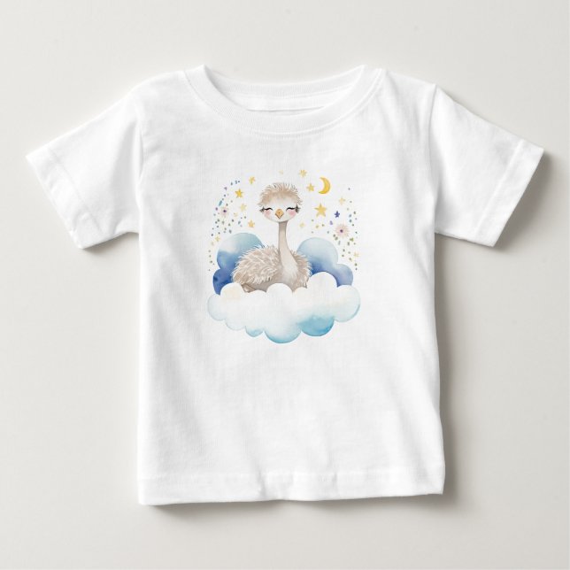Camiseta De Bebé Ostrich de bebé lindo en la luna - (Anverso)