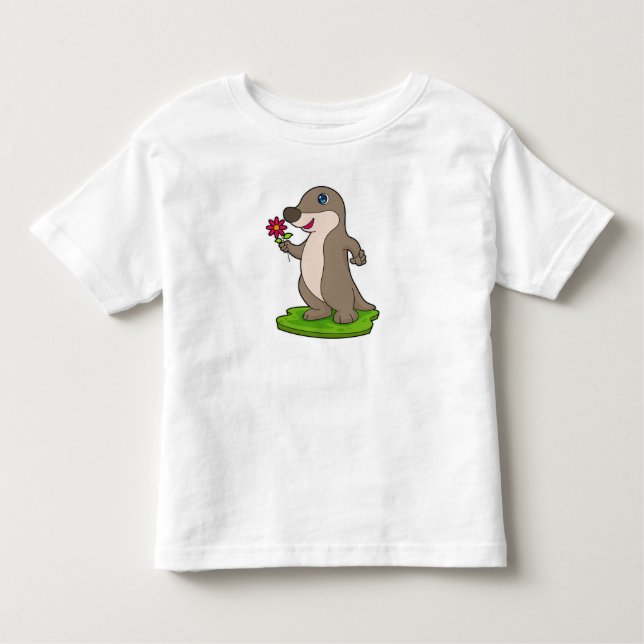 Camiseta De Bebé Otter con flor (Anverso)