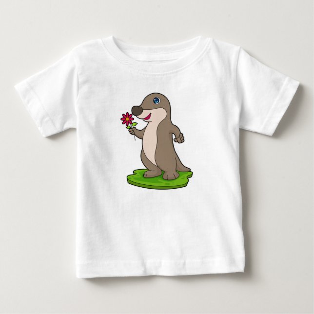 Camiseta De Bebé Otter con flor (Anverso)