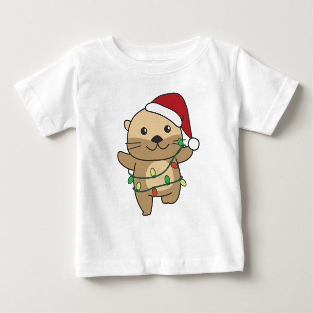 Camiseta De Bebé Otter Navidades Animales de invierno Holiday Otter (Anverso)