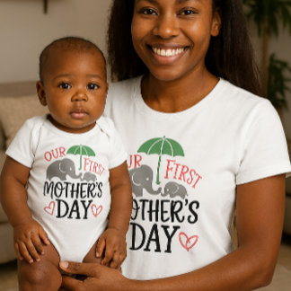 Camiseta De Bebé Our First Mother’s Day Elephant & Umbrella 