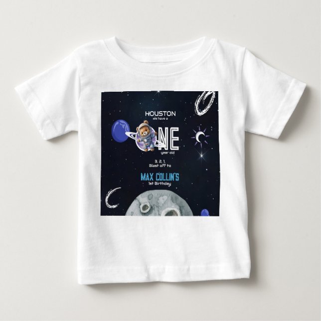 Camiseta De Bebé Outer Space Astronaut 1st Birthday (Anverso)