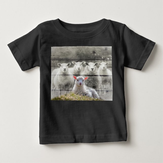 Camiseta De Bebé Oveja Bloqueo Bebé Cordero (Anverso)