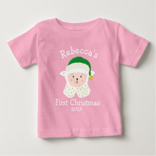 Camiseta De Bebé Oveja de Navidad personalizada para bebé con sombr