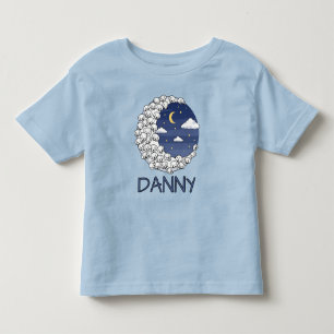 Camiseta De Bebé Ovejas Lindas en Luna y Nubes