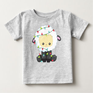 Camiseta De Bebé Ovejas navidades, luces Navidades, ovejas cortas