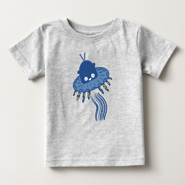 Camiseta De Bebé OVNI azul kawaii (Anverso)