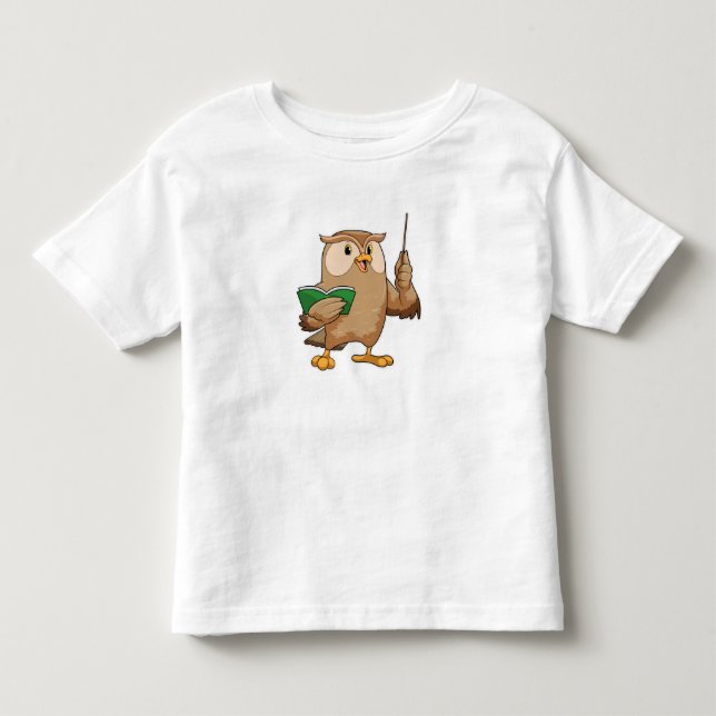 Camiseta De Bebé Owl como profesor con libro y puntero (Anverso)