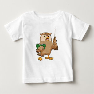 Camiseta De Bebé Owl como profesor con libro y puntero