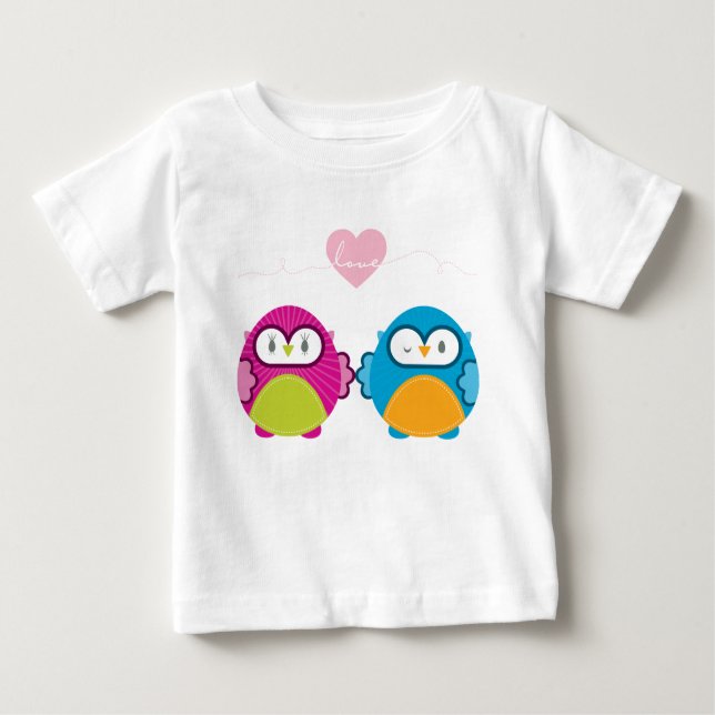 Camiseta De Bebé OWL LOVE :: chica brillante + niño (Anverso)