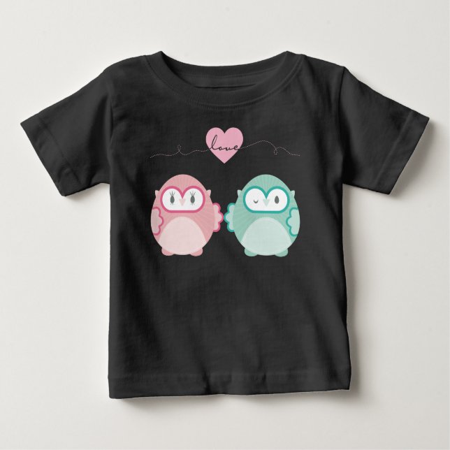 Camiseta De Bebé OWL LOVE :: chica suave + niño (Anverso)