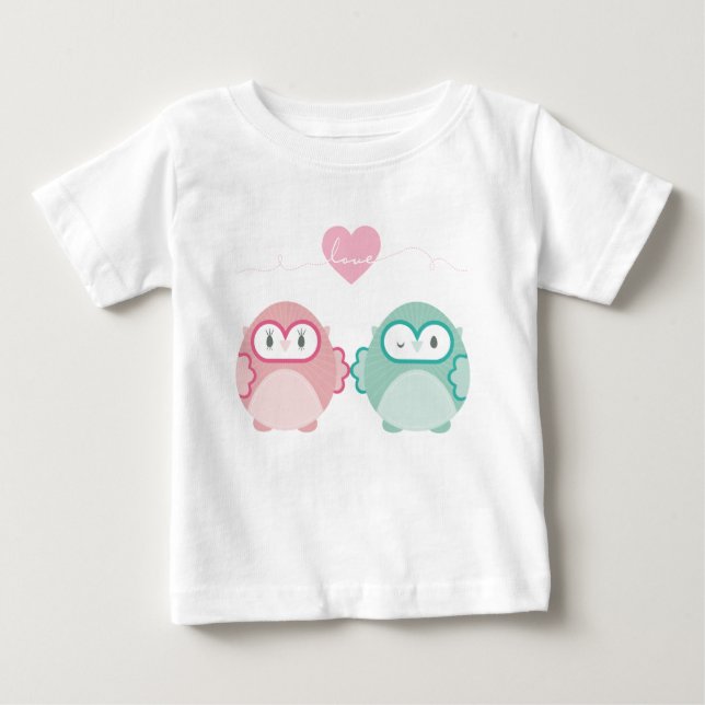 Camiseta De Bebé OWL LOVE :: chica suave + niño (Anverso)