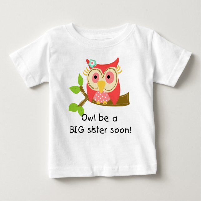 Camiseta De Bebé Owl ser una gran hermana (Anverso)