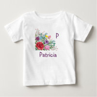 P Patricia Personaliza Letra Name, Flores Rosas