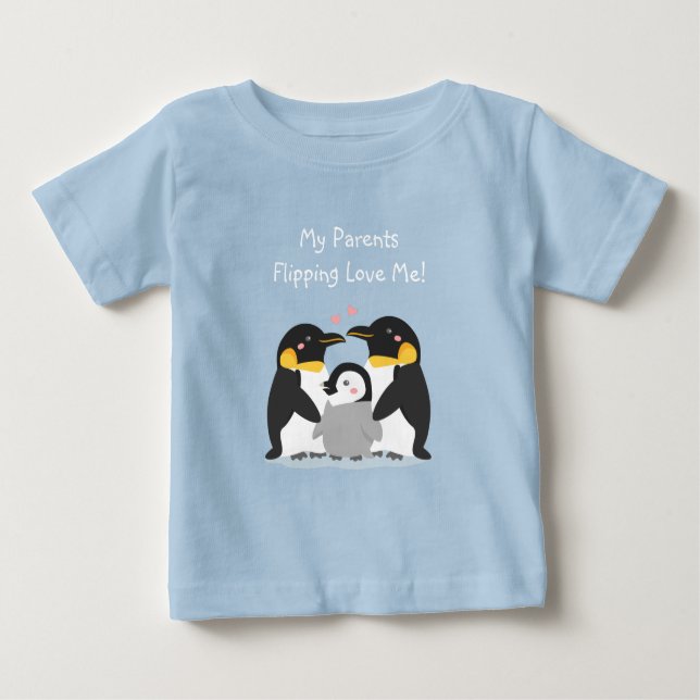 Camiseta De Bebé Padres que se enamoran de Pingüino Pun (Anverso)