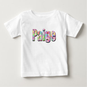 Camiseta De Bebé "Paige" Nombre Hecho Con Mariposas Coloridas,