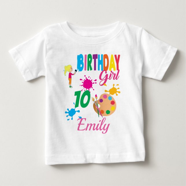 Camiseta De Bebé Paint Birthday Art Crear Fiesta Tema Personalizado (Anverso)