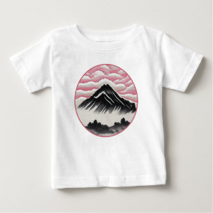 Camiseta De Bebé Paisaje artístico japonés de montaña vintage