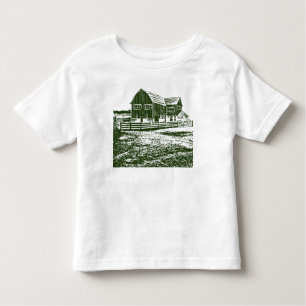 Camiseta De Bebé Paisaje campestre estilo madera casa de campo