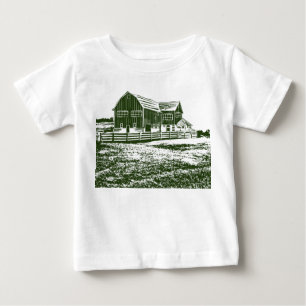 Camiseta De Bebé Paisaje campestre estilo madera casa de campo