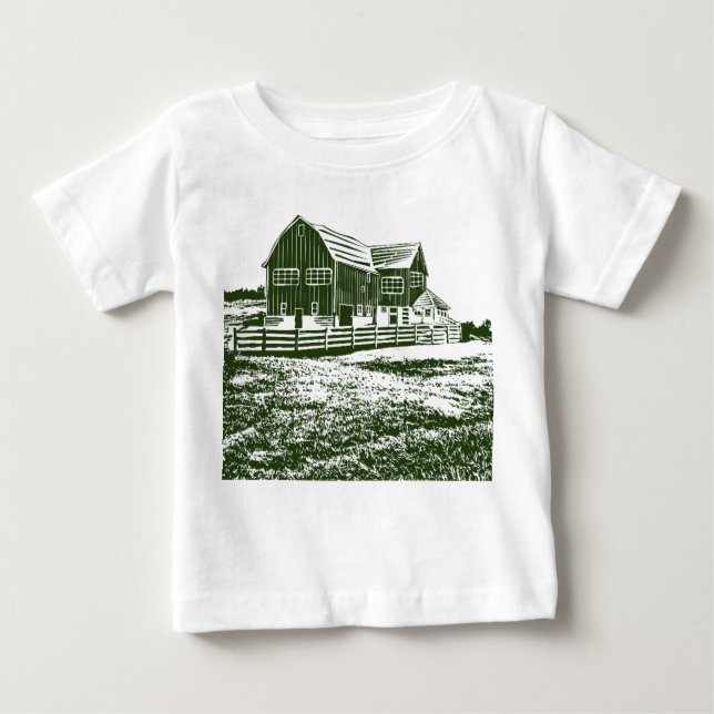 Camiseta De Bebé Paisaje campestre estilo madera casa de campo (Anverso)