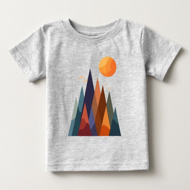 Camiseta De Bebé Paisaje con montañas y sol (Anverso)