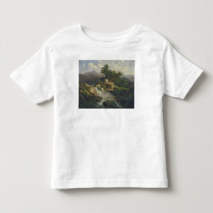 Camiseta De Bebé Paisaje del bosque con la cascada
