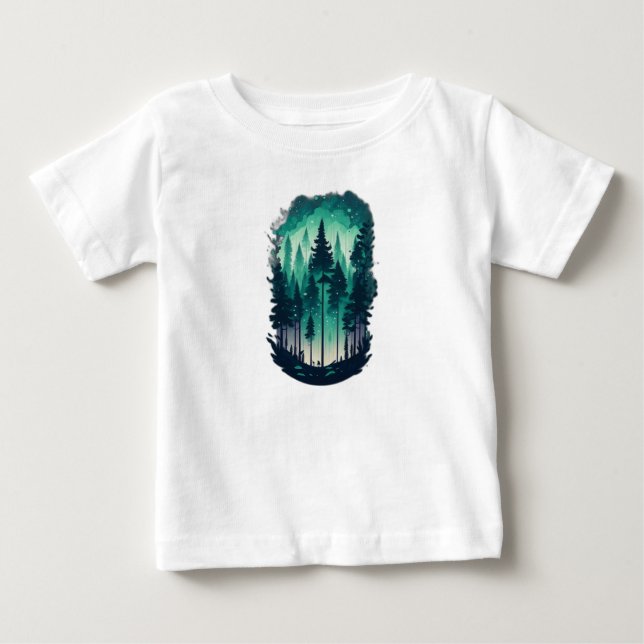 Camiseta De Bebé Paisaje del bosque de pinos (Anverso)