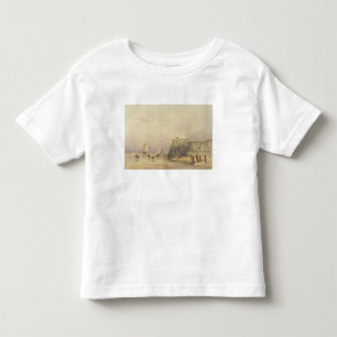Camiseta De Bebé Paisaje marino con las gabarras y las figuras el